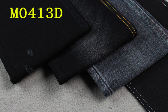 11.5oz Crossshatch Sulphur Black Denim Fabric For Jeans 2% Spandex High Stretch 58/59"