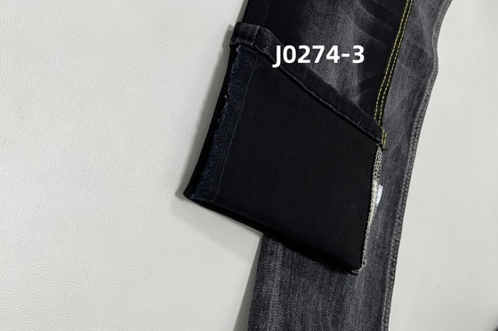 Nhập xưởng 10 Oz Warp Slub High Stretch Đen mặt sau vải denim dệt cho quần jean