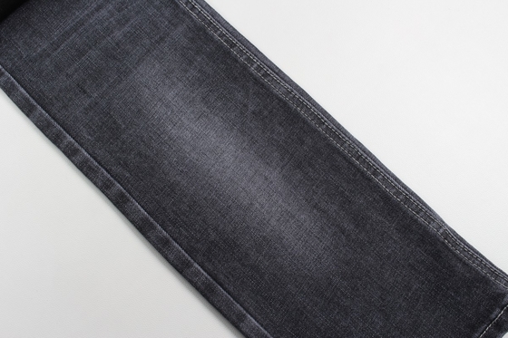 11.9 oz đen và đen mặt sau crossshatch slub quần jean vải