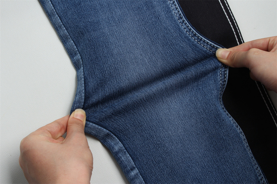 10.5 Oz Satin Denim Fabric For Women Jeans High Stretch Super Dark Blue