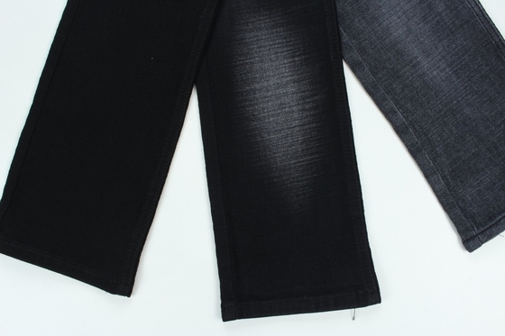 11.2 Oz Đen và Đen mặt sau Crossshatch Slub Denim Fabric