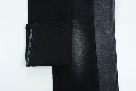 11.2 Oz Đen và Đen mặt sau Crossshatch Slub Denim Fabric