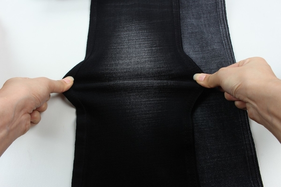 11.2 Oz Đen và Đen mặt sau Crossshatch Slub Denim Fabric