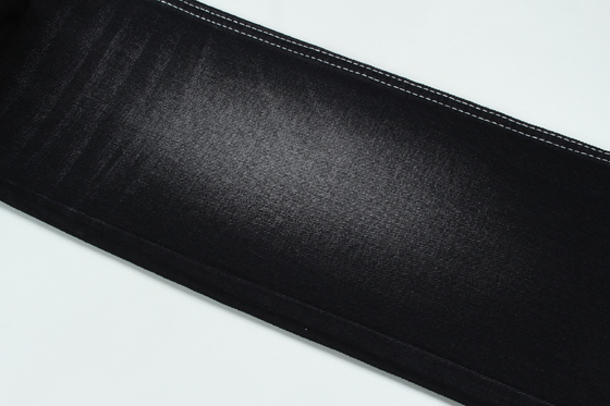 13.5oz Super Dark Black Color Denim Fabric Rigid 100% Cotton Recycle Yarn For Worker Jean Cloth Đen Đen mặt sau