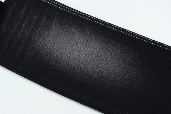 13.5oz Super Dark Black Color Denim Fabric Rigid 100% Cotton Recycle Yarn For Worker Jean Cloth Đen Đen mặt sau