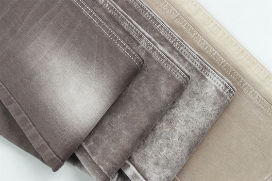 Màu nâu 10 Một lần cao kéo dài Slub denim vải cho phụ nữ Jeans