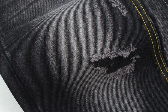 11oz vải denim cứng 56%C 44%P đen và đen mặt sau chiều rộng 180cm