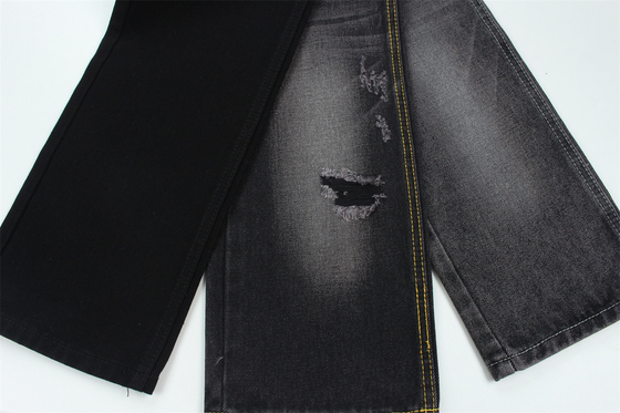 11oz vải denim cứng 56%C 44%P đen và đen mặt sau chiều rộng 180cm