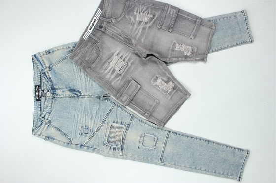 190 Cm Ring Slub Sulphur Black Stretch Denim Fabric Cho Đàn ông Jeans