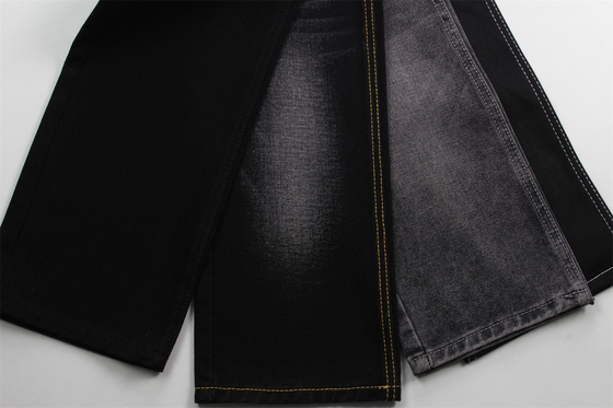 190cm 12oz đen đen bông polyester cứng denim vải cho quần jean