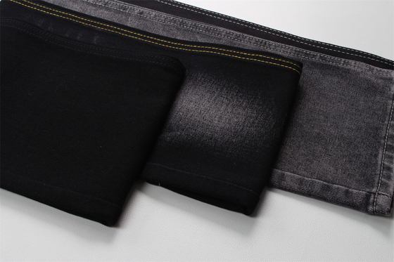 190cm 12oz đen đen bông polyester cứng denim vải cho quần jean