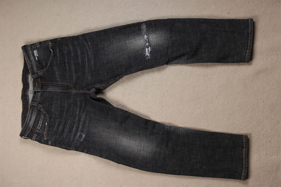 Chất lượng cao nhất Đen đen tối Crossshatch Slub Stretch Denim Fabric Cho nam giới Jeans