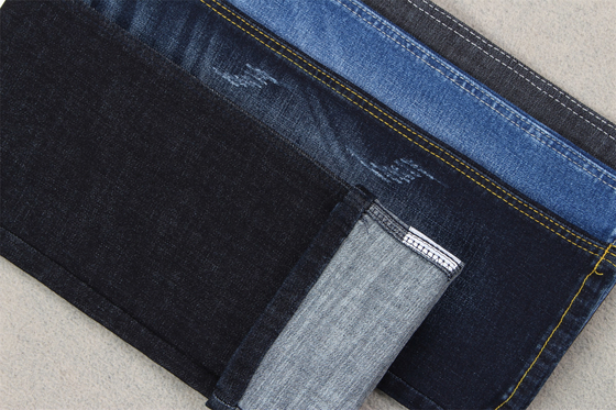 Indigo Blue Crosshatch Denim Fabric Slub Full Stretch 10.3 Một lần Jeans Vật liệu