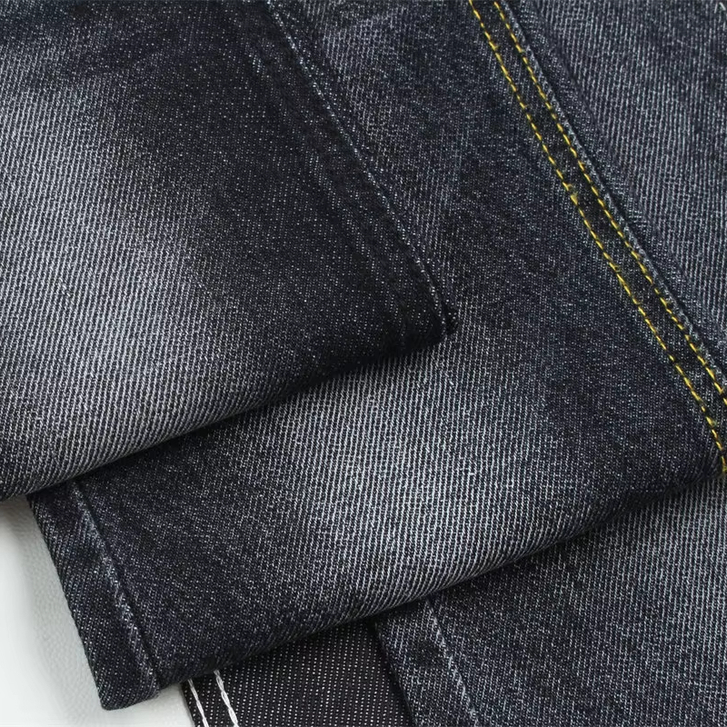 10 oz Dark Black Medium Weight 100% Cotton Denim Fabric Sanforizing for Jeans and Workwear