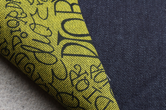 13oz Denim Twill Fabric Customized Print Pattern Face And Back Side