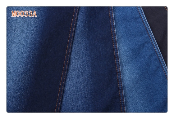 Màu xanh đậm Slub Twill Cotton Polyester Vải denim dệt kim giả