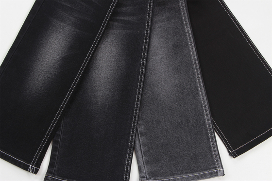 Giá rẻ 10,5oz Polyester Spandex Denim đen với độ đàn hồi