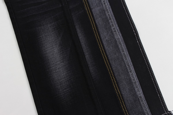 11.9 oz đen và đen mặt sau crossshatch slub quần jean vải