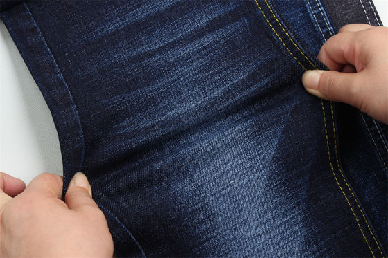Giá tốt 11.8 Oz Cross Slub Cotton Mixed Spandex Blue Denim Fabric For Man Jeans Stretch Ấn Độ Market Style Desizing Fleecing trực tuyến
