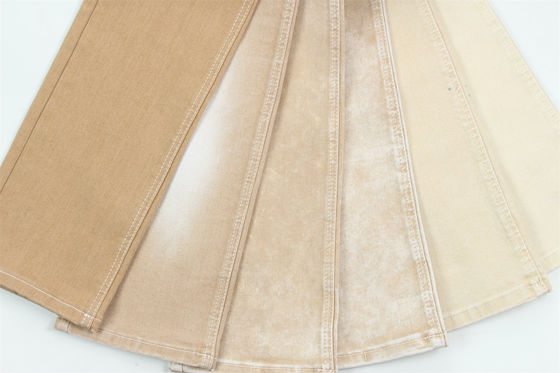 Giá tốt Khaki Màu cao kéo dài vải Denim Slub cho phụ nữ Jeans trực tuyến