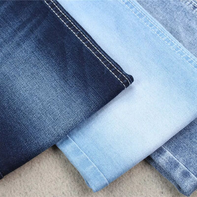 Giá tốt 8.3 oz Light Weight Indigo Blue Jeans Denim Fabric Cotton Poly Spandex Power Stretch trực tuyến