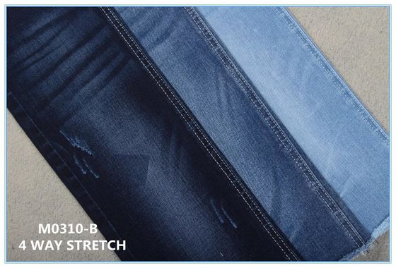Giá tốt Quần jean 10,5 Oz 85 Cotton 13 Polyester 2 Spandex Vải denim co giãn 4 chiều trực tuyến