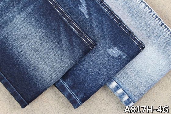 Giá tốt 11.2oz Vải Denim Căng Màu Indigo Blue Sanforizing Jeans Với Sợi OA trực tuyến